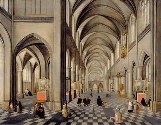 The Interior of a Gothic Church